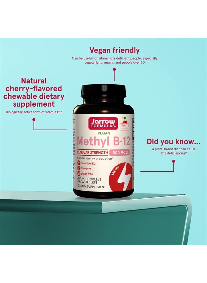 jarrow formulas ميثيل ب-12 - أقراص قابلة للمضغ بنكهة الكرز - مكمل فيتامين ب12 النشط بيولوجيًا - يدعم الطاقة الخلوية والدعم القلبي الوعائي خالي من الكائنات المعدلة وراثيًا وخالي من الغلوتين (قد يختلف التعبئة)  - Image 5