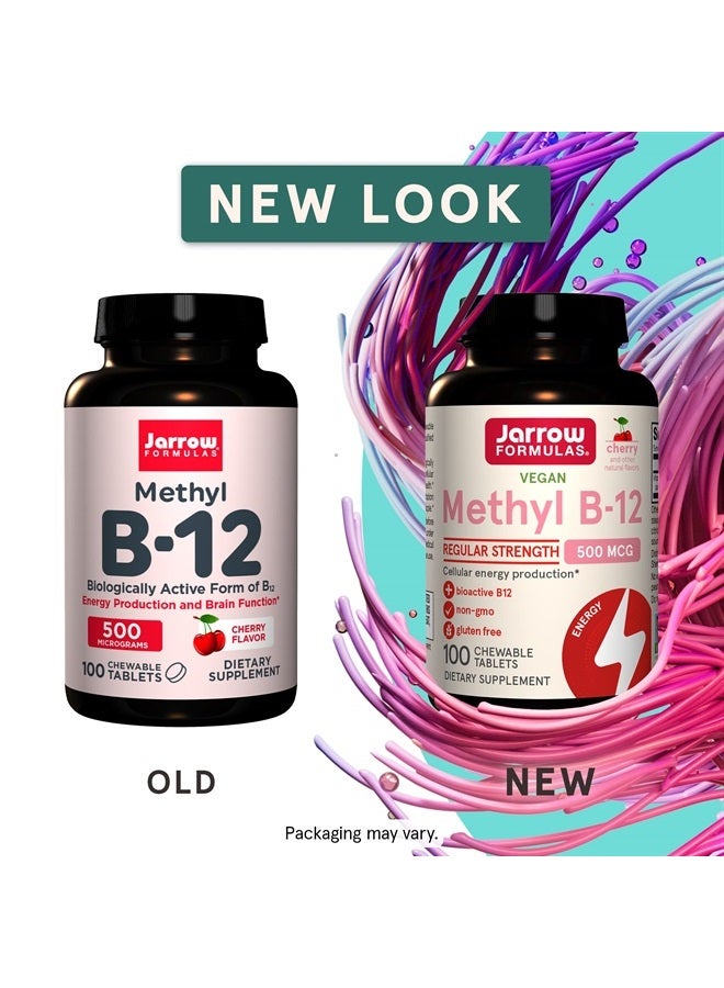 jarrow formulas ميثيل ب-12 - أقراص قابلة للمضغ بنكهة الكرز - مكمل فيتامين ب12 النشط بيولوجيًا - يدعم الطاقة الخلوية والدعم القلبي الوعائي خالي من الكائنات المعدلة وراثيًا وخالي من الغلوتين (قد يختلف التعبئة)  - Image 2
