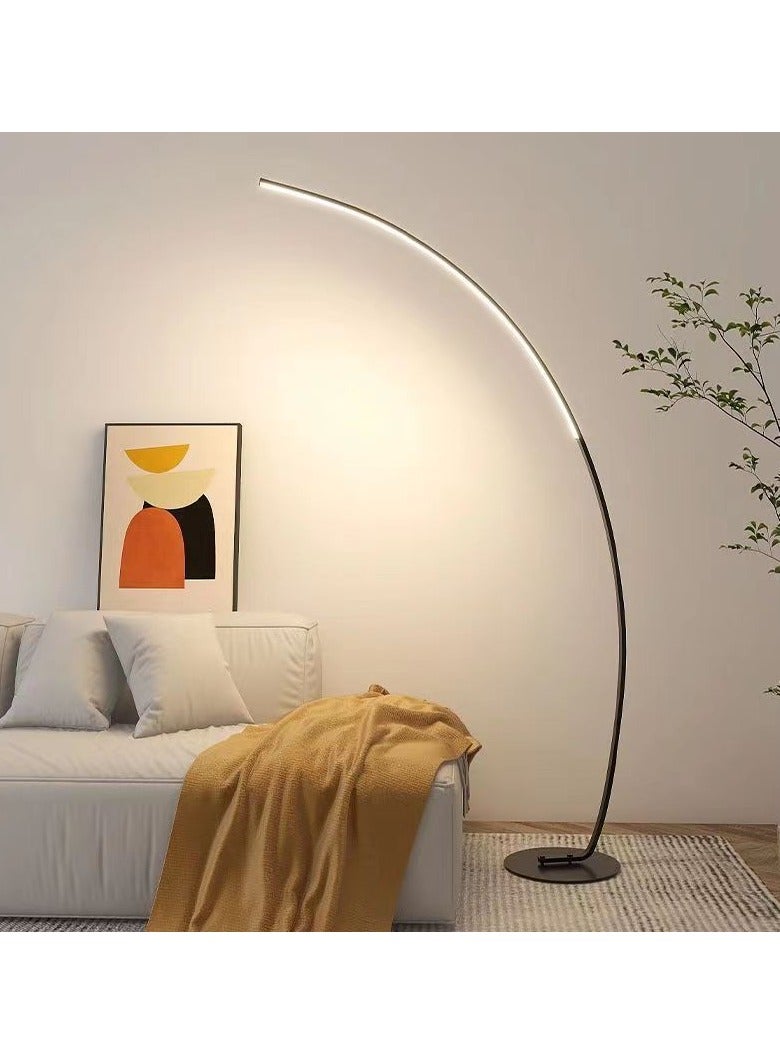 XiuWoo Modern Arc Floor Lamp, Intelligent Remote Control with Adjustable Color Temperature, Brightness Fishing Floor Lamp, Suitable for Living Room, Bedroom, Bedside Reading, Office, Study Black 170x120 cm - Image 1