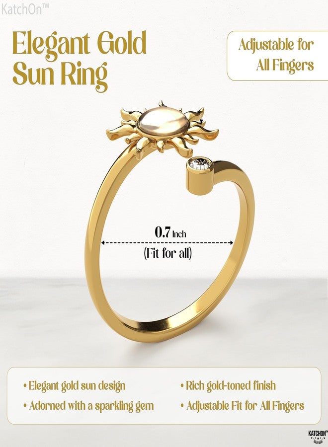 KatchOn, Elegant Sun Ring For Women - Adjustable, 0.7 Inch | Sunflower Ring Gifts for Women | Gold Adjustable Rings | Gift for Wife, Girlfriend, Wife, Friend, Anniversary, Birthday - Image 2