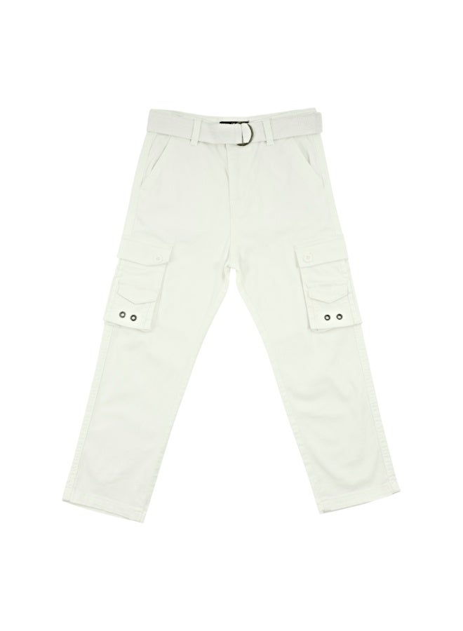 MARWAN Boys Twill Cargo Long Pants with Adjustable Waist Belt, Multi-Pocket Design - Image 1
