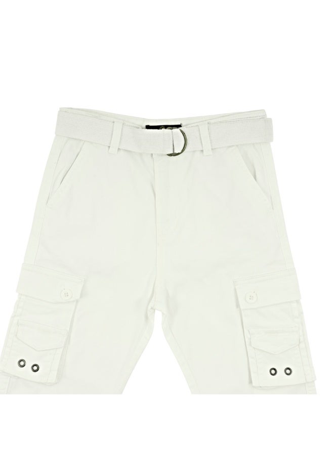 MARWAN Boys Twill Cargo Long Pants with Adjustable Waist Belt, Multi-Pocket Design - Image 3