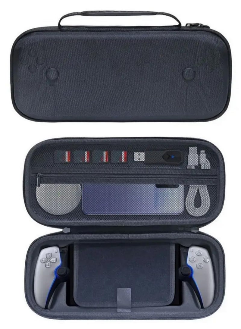 For PlayStation Portal Bag EVA Carrying Shockproof Protective Cover for PS5 Handheld Console Travel Handbag with Dual Zippers Handle Thickened Grooves Hard Shell Storage Mesh Pocket  - Image 2
