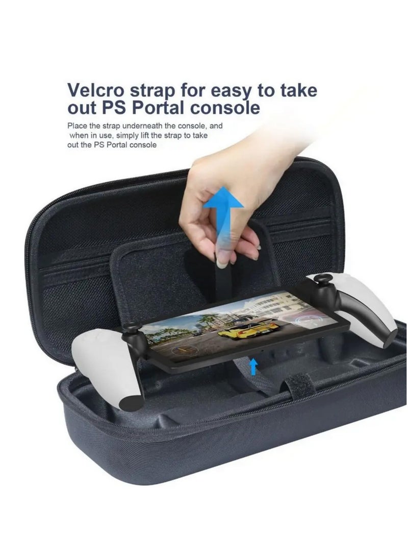 For PlayStation Portal Bag EVA Carrying Shockproof Protective Cover for PS5 Handheld Console Travel Handbag with Dual Zippers Handle Thickened Grooves Hard Shell Storage Mesh Pocket  - Image 3