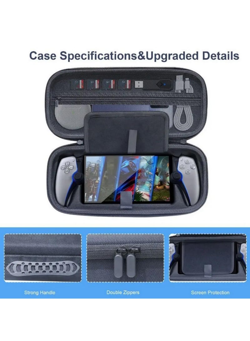 For PlayStation Portal Bag EVA Carrying Shockproof Protective Cover for PS5 Handheld Console Travel Handbag with Dual Zippers Handle Thickened Grooves Hard Shell Storage Mesh Pocket  - Image 5