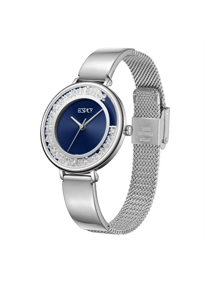 ECSTACY Women's Analog Display Watch With Silver Stainless Steel Strap - E23501-SBSL