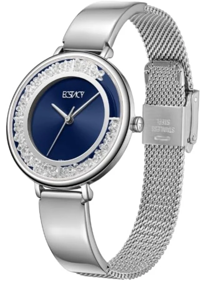 ECSTACY Ecstacy Women's Watch, Analog Display and Stainless Steel Strap - E23501-SBSL, Silver