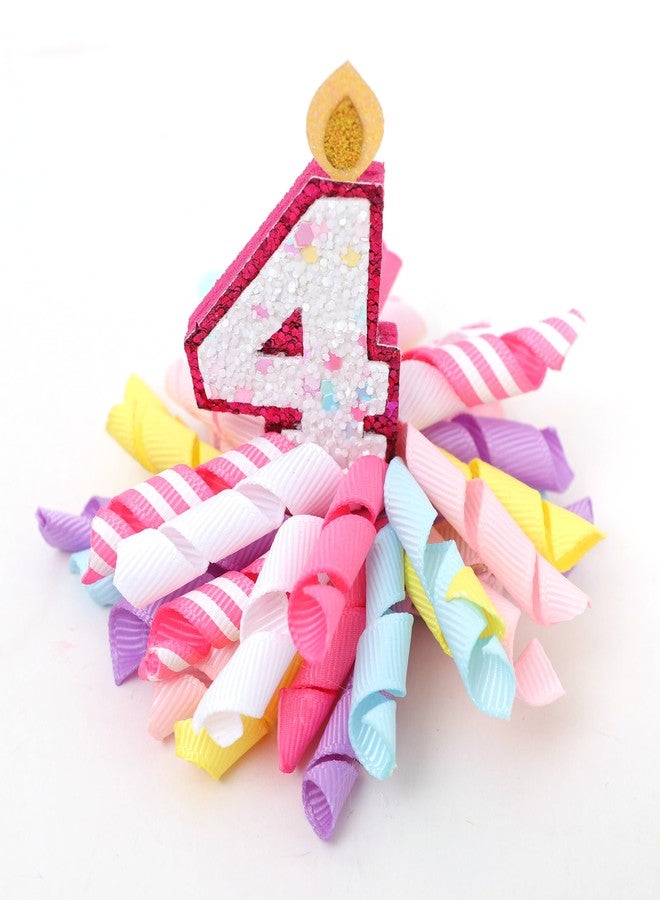 Agkvw 1pc Birthday Korker Hair Bow - 1st -5th Birthday Candle Number Hair Accessories, Birthday Girl Hair Clips, 4th birthday hair bow (hair bow 4th birthday) - Image 1