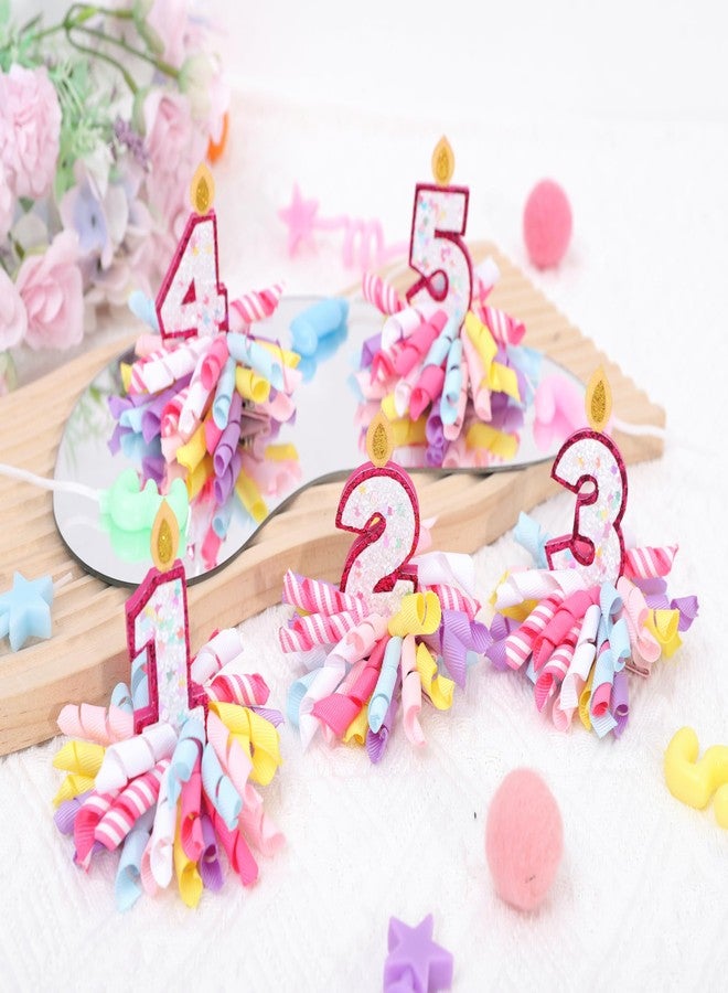 Agkvw 1pc Birthday Korker Hair Bow - 1st -5th Birthday Candle Number Hair Accessories, Birthday Girl Hair Clips, 4th birthday hair bow (hair bow 4th birthday) - Image 5