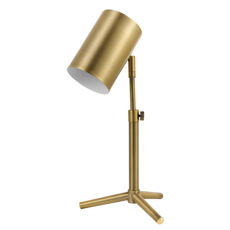 Globe Electric 52097 Pratt 18" Desk Lamp, Matte Brass Finish, Adjustable Height, in-Line Rocker On/Off Switch - Image 1