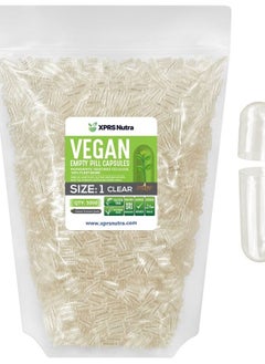 XPRS Nutra Size 1 Empty Capsules - Empty Vegan Capsules - Vegetarian Empty Pill Capsules - DIY Vegetable Capsule Filling- Veggie Pill Capsules Empty Caps (5000 Count (Pack of 1), Clear)  - Image 1