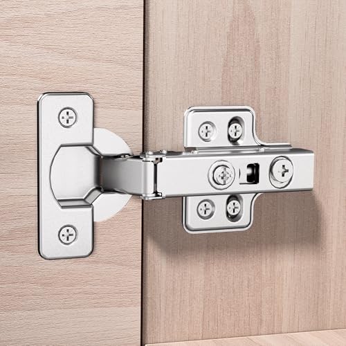 Luokim 2pcs Professional Grade Full Overlay Soft Close Cabinet Hinges Frameless Concealed European Style with FourHole ClipOn Mounting Plate and Screws Nickel Plated Finish - Image 3