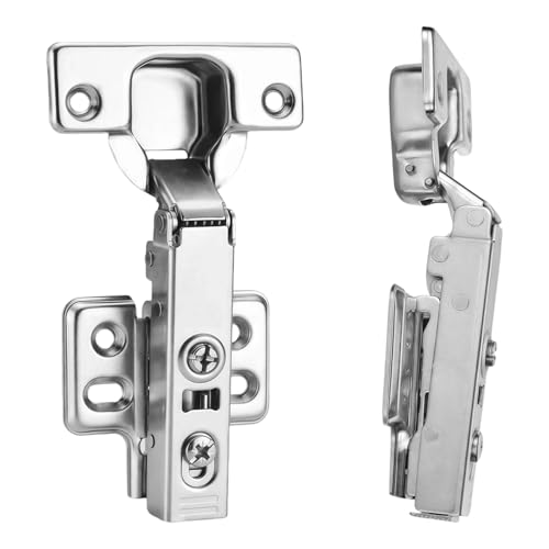 Luokim 2pcs Professional Grade Full Overlay Soft Close Cabinet Hinges Frameless Concealed European Style with FourHole ClipOn Mounting Plate and Screws Nickel Plated Finish - Image 1