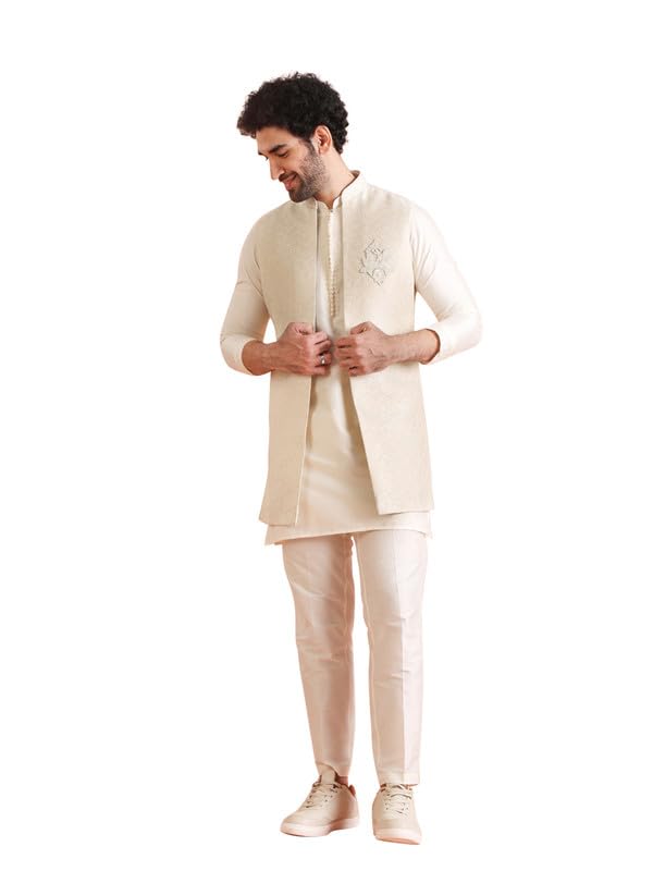 KISAH Kurta Pajama Set for Men with Modi Jacket – Silk Blend Ethnic Kurta Set – Traditional Outfit for Wedding & Festivals, 40 - Image 1