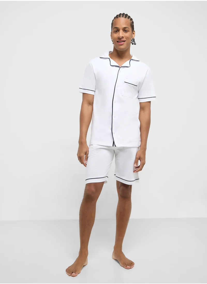 Seventy Five Printed Stripe Shorts Set