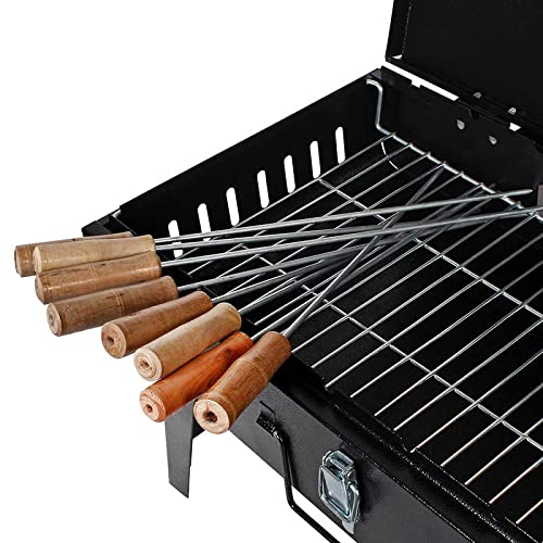 BRIGHTBERG BRIGHTBERG Heavy Weight Device Briefcase and Picnic Metal Grill Charcoal Barbecue for Home with Tong 8 Skewers 1 Steel Grill 1 Glove Free Charcoal Packet Black1 Year Warranty - Image 3