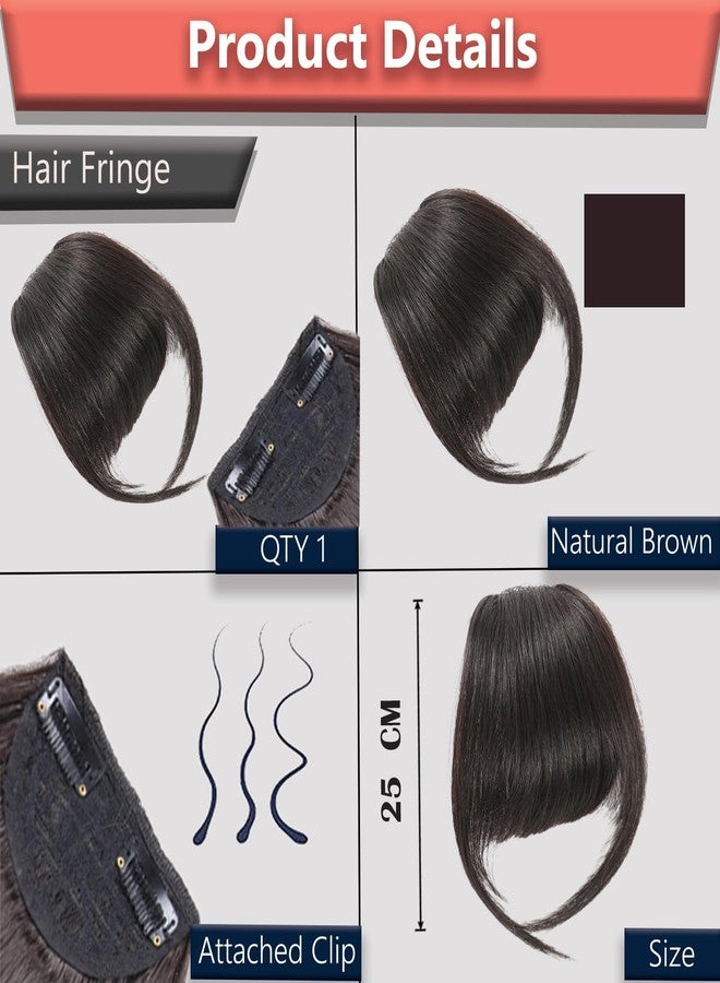 TEMPERIA Front Fake Bangs Hair Extensions For Women - Clip On Side Curtain Bangs Fringes Hair Extensions for Wedding - Cute Hair Accessories for Women & Girls - 1 Pc - Natural Brown (MN04) - Image 2