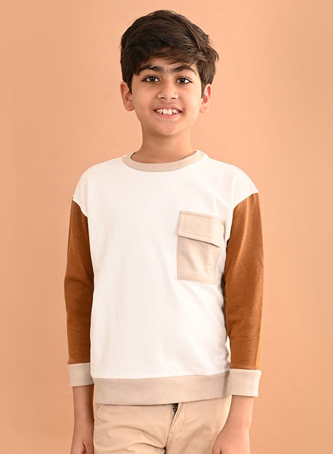 LILPICKS Contrast Sleeve Pocket Detail Sweatshirt by Styli  - Image 2