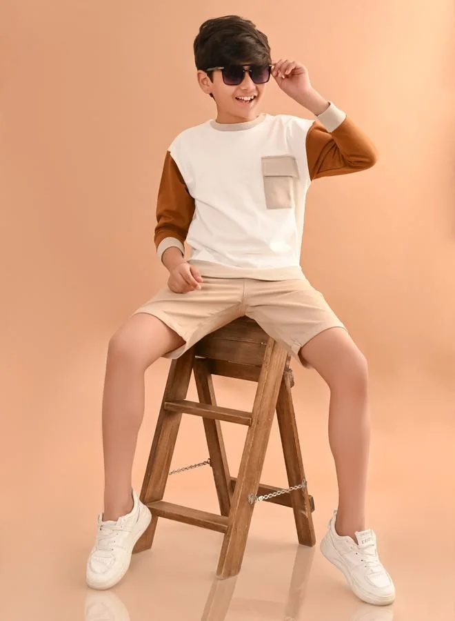LILPICKS Contrast Sleeve Pocket Detail Sweatshirt by Styli