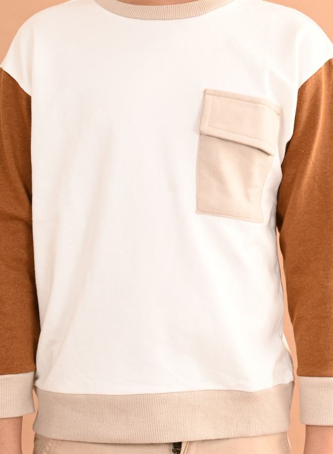LILPICKS Contrast Sleeve Pocket Detail Sweatshirt by Styli  - Image 3