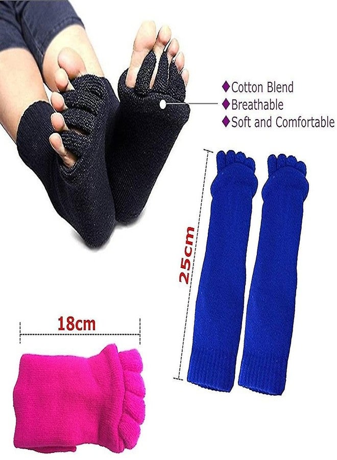 Footmate Foot Alignment Socks Five Toe Separator (Pack of 2) - Foot Pain Relief, Yoga Gym Sports Massage Socks - Improving Posture & Increasing Flexibility for Men & Women(Size 7-8, Black) - Image 2