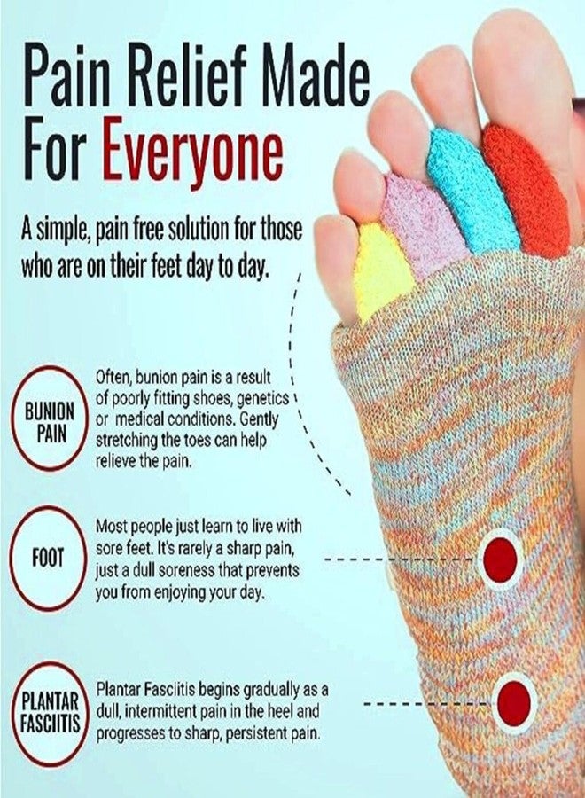 Footmate Foot Alignment Socks Five Toe Separator (Pack of 2) - Foot Pain Relief, Yoga Gym Sports Massage Socks - Improving Posture & Increasing Flexibility for Men & Women(Size 7-8, Black) - Image 3
