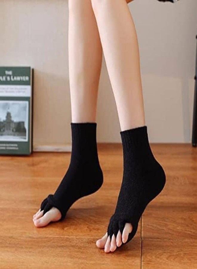 Footmate Foot Alignment Socks Five Toe Separator (Pack of 2) - Foot Pain Relief, Yoga Gym Sports Massage Socks - Improving Posture & Increasing Flexibility for Men & Women(Size 7-8, Black) - Image 4