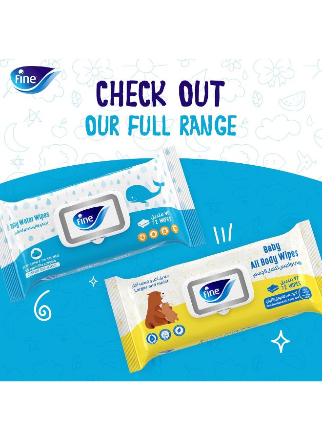 Fine Baby Fine B, All Body Baby Wipes Pack of 24 x 72 sheets Moisturizing Baby Wipes - Image 4