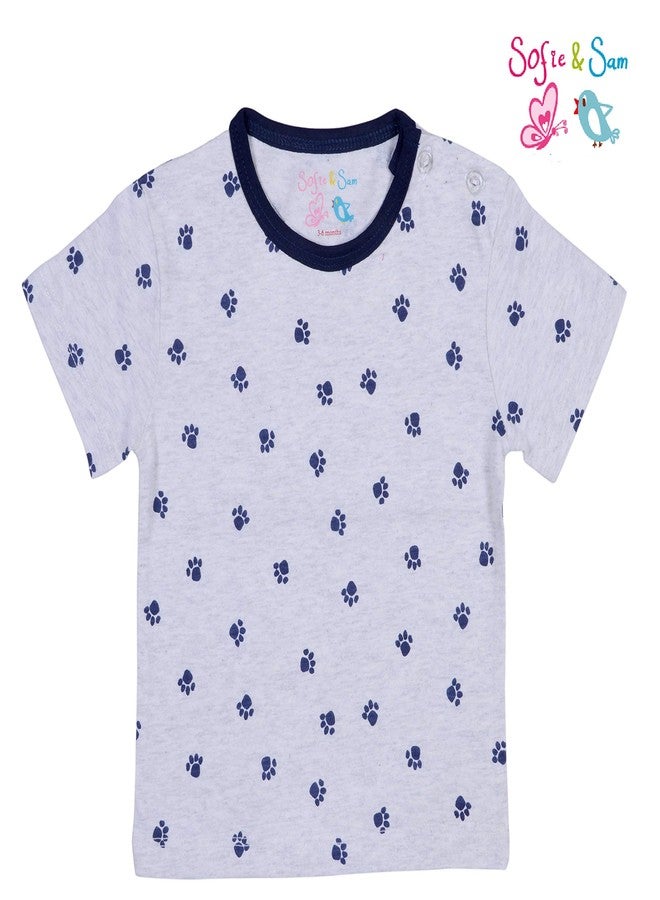 Sofie & Sam Baby T-Shirt Half Sleeves Premium Cotton Pack of 3 - Hearts/Monkey/Paw (6-9 Months) - Image 4