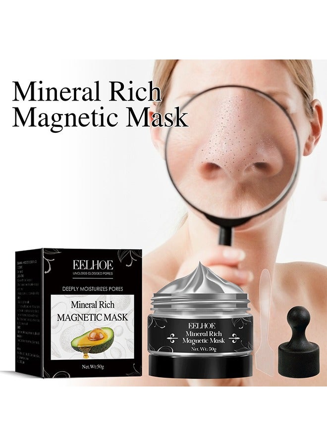 EELHOE Mineral Rich Magnetic Mask - Blackhead Remover Black Mask ，Charcoal Mask ，Blackhead Removal，Clean Pores，Peel off Mask Facial Pore Cleanser Purifying Face Mask Nose Strips 50g - Image 1