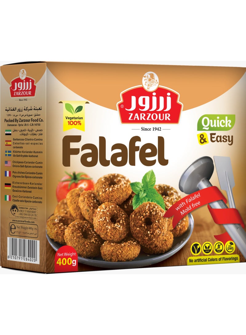Zarzour Instant Falafel Mix | Easy to Prepare | Authentic Syrian Recipe | Vegetarian & Vegan Friendly | 400g