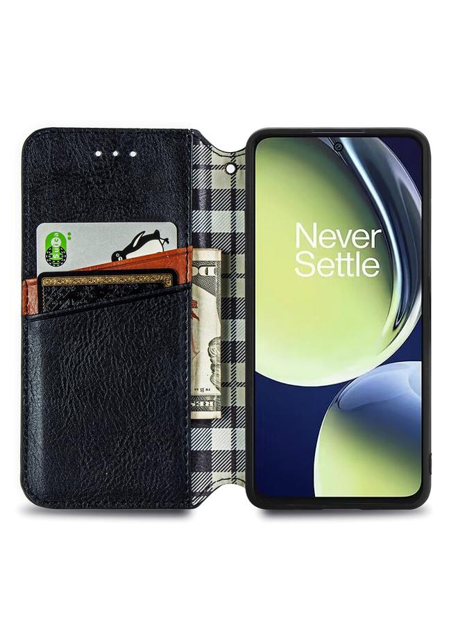 اس-توب جراب لهاتف OnePlus Nord CE 3 Lite، جراب هاتف جلدي مغناطيسي مضغوط بشبكة مكعبة - Image 3