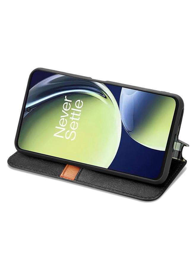 اس-توب جراب لهاتف OnePlus Nord CE 3 Lite، جراب هاتف جلدي مغناطيسي مضغوط بشبكة مكعبة - Image 4