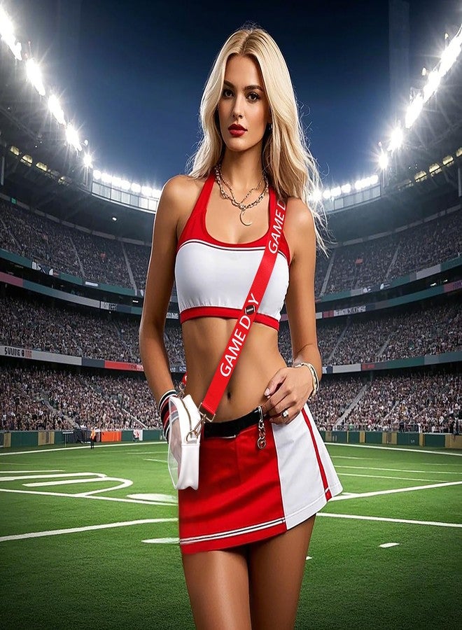 CEALXHENY Clear Bag for Stadium Events, Game Day Crossbody Purse, Stadium Approved Clear Bag for Concerts Sports Events Festivals (Red White) - Image 2