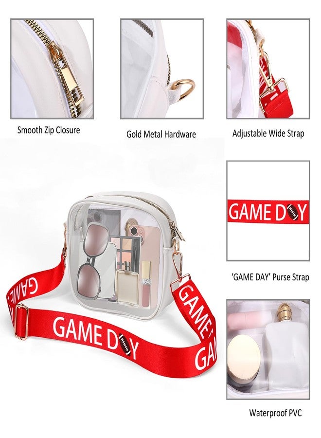 CEALXHENY Clear Bag for Stadium Events, Game Day Crossbody Purse, Stadium Approved Clear Bag for Concerts Sports Events Festivals (Red White) - Image 5