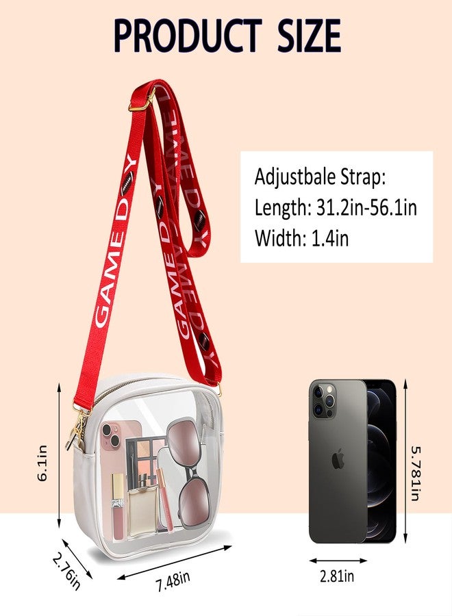 CEALXHENY Clear Bag for Stadium Events, Game Day Crossbody Purse, Stadium Approved Clear Bag for Concerts Sports Events Festivals (Red White) - Image 4