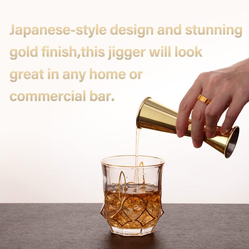 Eligara Japanese Jigger - Cocktail Measuring Double Jiggers for Bartending, Copper Jigger with Measurements Inside - Stainless Steel Bar Tools For Bartenders, Jigger 2 oz 1 oz (Gold) - Image 5