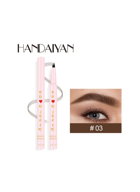 Liquid Eyebrow Pencil Waterproof Long Lasting Four-Fork Natural Ultra Precise Sweat-Proof Non-Marking New Formula Longwear Brow Tint Brown
