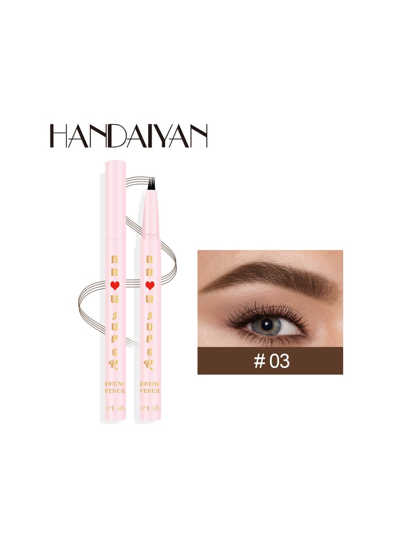 Liquid Eyebrow Pencil Waterproof Long Lasting Four-Fork Natural Ultra Precise Sweat-Proof Non-Marking New Formula Longwear Brow Tint Brown