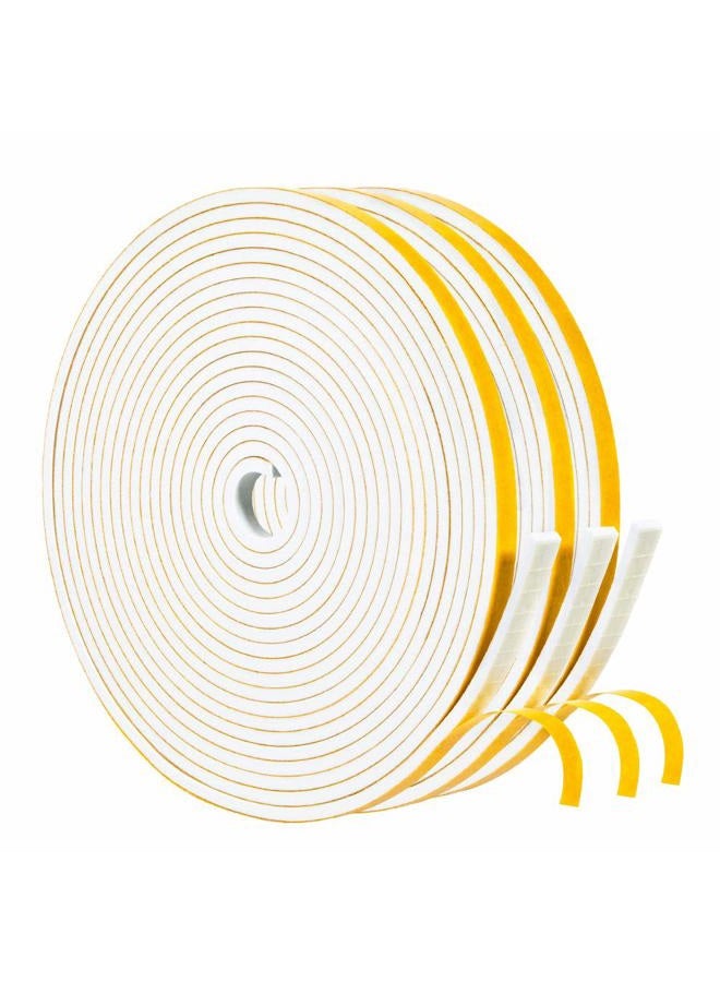 Yotache White Doors Windows Weather Stripping 3 Rolls 1/4 Inch Wide X 1/8 Inch Thick, Foam Insulation Sealing Gasket Tape for Doors, Sliding Door, Total 50 Feet Long (3 X 16.5 Ft Each) - Image 1