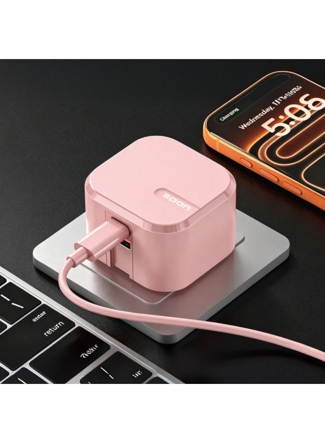 سبون شحن سريع بقدرة مجمعة 47.5 واط – شاحن حائط بمنفذي USB-C + USB-A، PD 25W وQC 22.5W ودعم PPS، وردي - Image 3