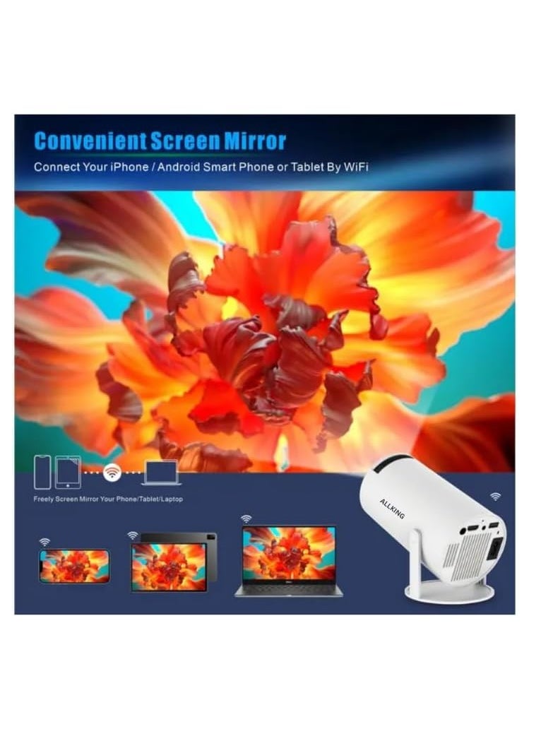 [Electric Focus] Mini Projector with Android System, Portable Projector with WIFI and Bluetooth, Auto Keystone Correction, FULL HD 720P, Outdoor Movie Projector