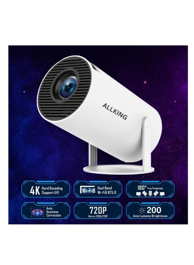 [Electric Focus] Mini Projector with Android System, Portable Projector with WIFI and Bluetooth, Auto Keystone Correction, FULL HD 720P, Outdoor Movie Projector