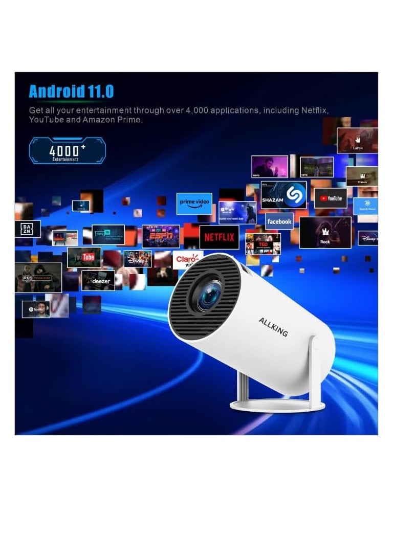[Electric Focus] Mini Projector with Android System, Portable Projector with WIFI and Bluetooth, Auto Keystone Correction, FULL HD 720P, Outdoor Movie Projector