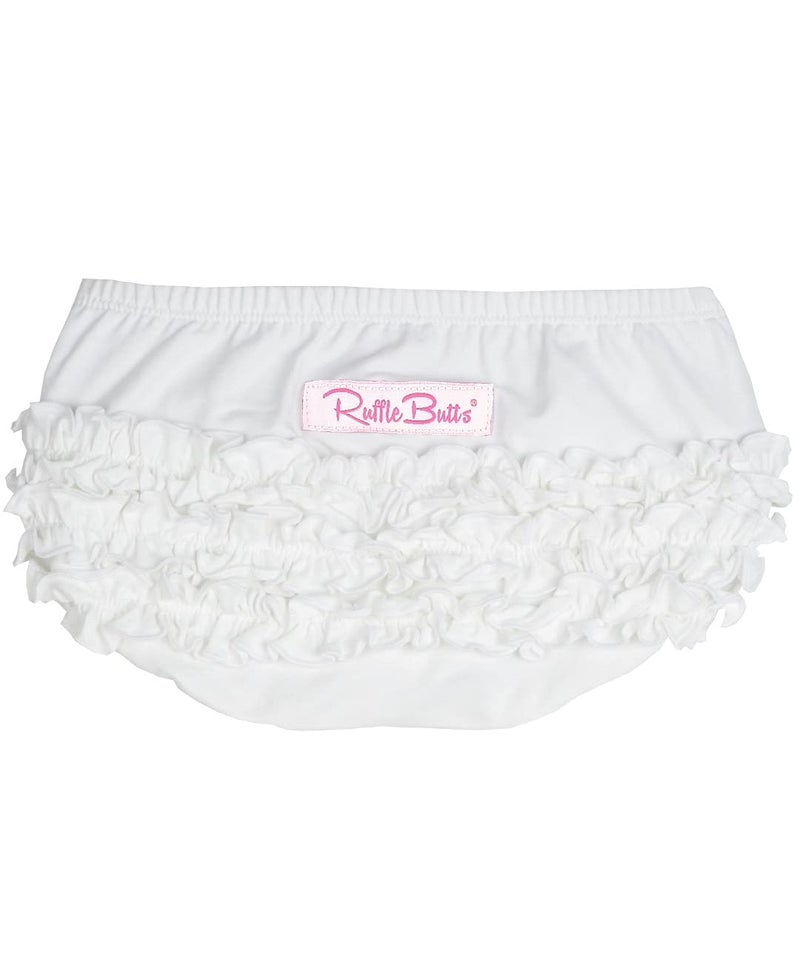 RuffleButts BabyToddler Girls Toddler White Knit Cotton Ruffle Nappy Cover 1218m