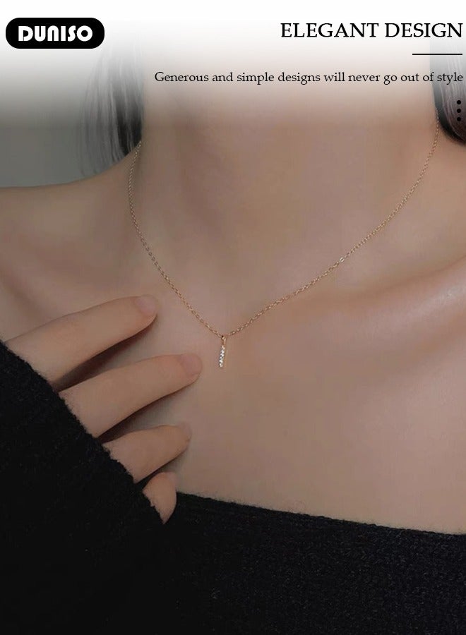 DUNISO Pendant Necklace For Women and Girls,925 Sterling Silver Electroplating 14K Gold Necklace,Trendy Fashion Accessories with a Unique Minimalist Vibe Fashion Jewelry Dress Accessories, for Women Girls Birthday Anniversary Jewelry Gift - Image 2