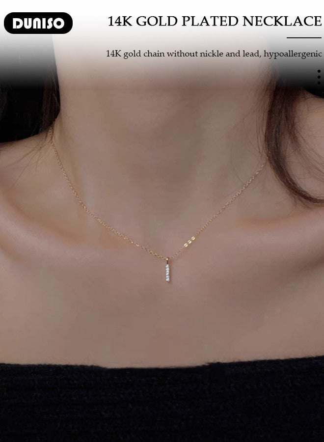 DUNISO Pendant Necklace For Women and Girls,925 Sterling Silver Electroplating 14K Gold Necklace,Trendy Fashion Accessories with a Unique Minimalist Vibe Fashion Jewelry Dress Accessories, for Women Girls Birthday Anniversary Jewelry Gift - Image 3
