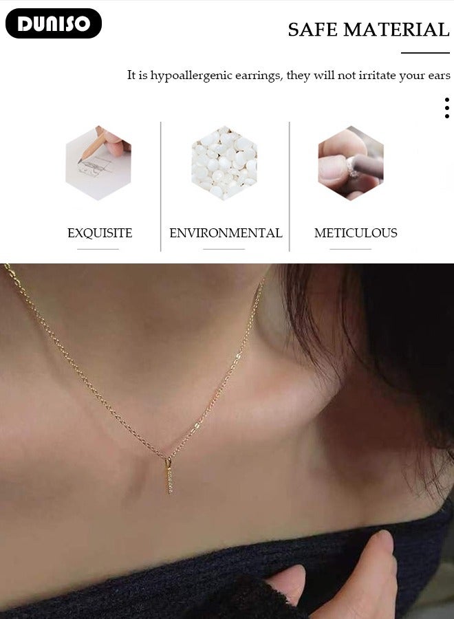 DUNISO Pendant Necklace For Women and Girls,925 Sterling Silver Electroplating 14K Gold Necklace,Trendy Fashion Accessories with a Unique Minimalist Vibe Fashion Jewelry Dress Accessories, for Women Girls Birthday Anniversary Jewelry Gift - Image 4