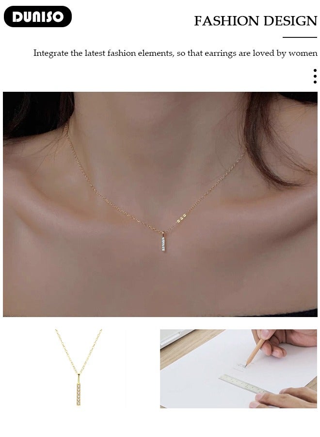 DUNISO Pendant Necklace For Women and Girls,925 Sterling Silver Electroplating 14K Gold Necklace,Trendy Fashion Accessories with a Unique Minimalist Vibe Fashion Jewelry Dress Accessories, for Women Girls Birthday Anniversary Jewelry Gift - Image 5