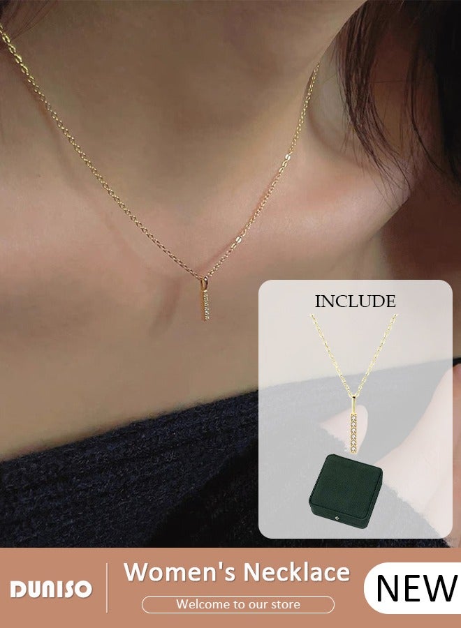 DUNISO Pendant Necklace For Women and Girls,925 Sterling Silver Electroplating 14K Gold Necklace,Trendy Fashion Accessories with a Unique Minimalist Vibe Fashion Jewelry Dress Accessories, for Women Girls Birthday Anniversary Jewelry Gift - Image 1
